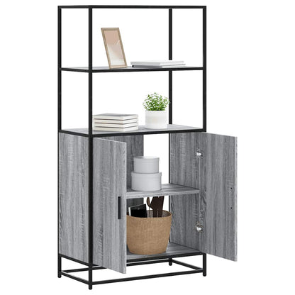 Skříň Highboard Černá 68 X 35 X 139 Cm Kompozitní Dřevo A Kov