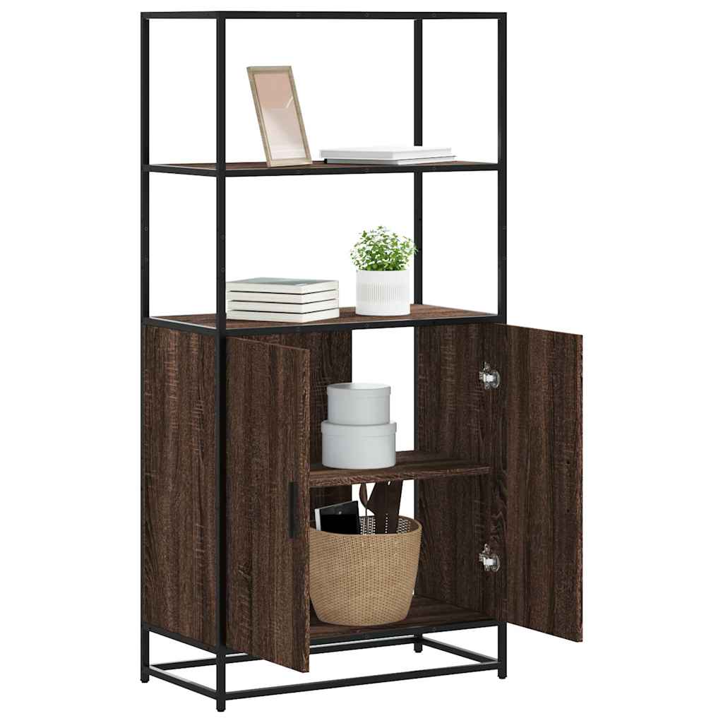 Skříň Highboard Černá 68 X 35 X 139 Cm Kompozitní Dřevo A Kov