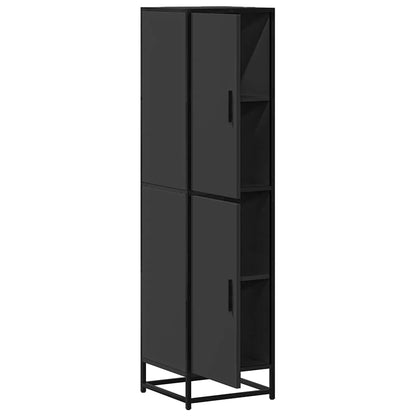 Skříň Highboard Černá 35,5X35X139 Cm Kompozitní Dřevo A Kov