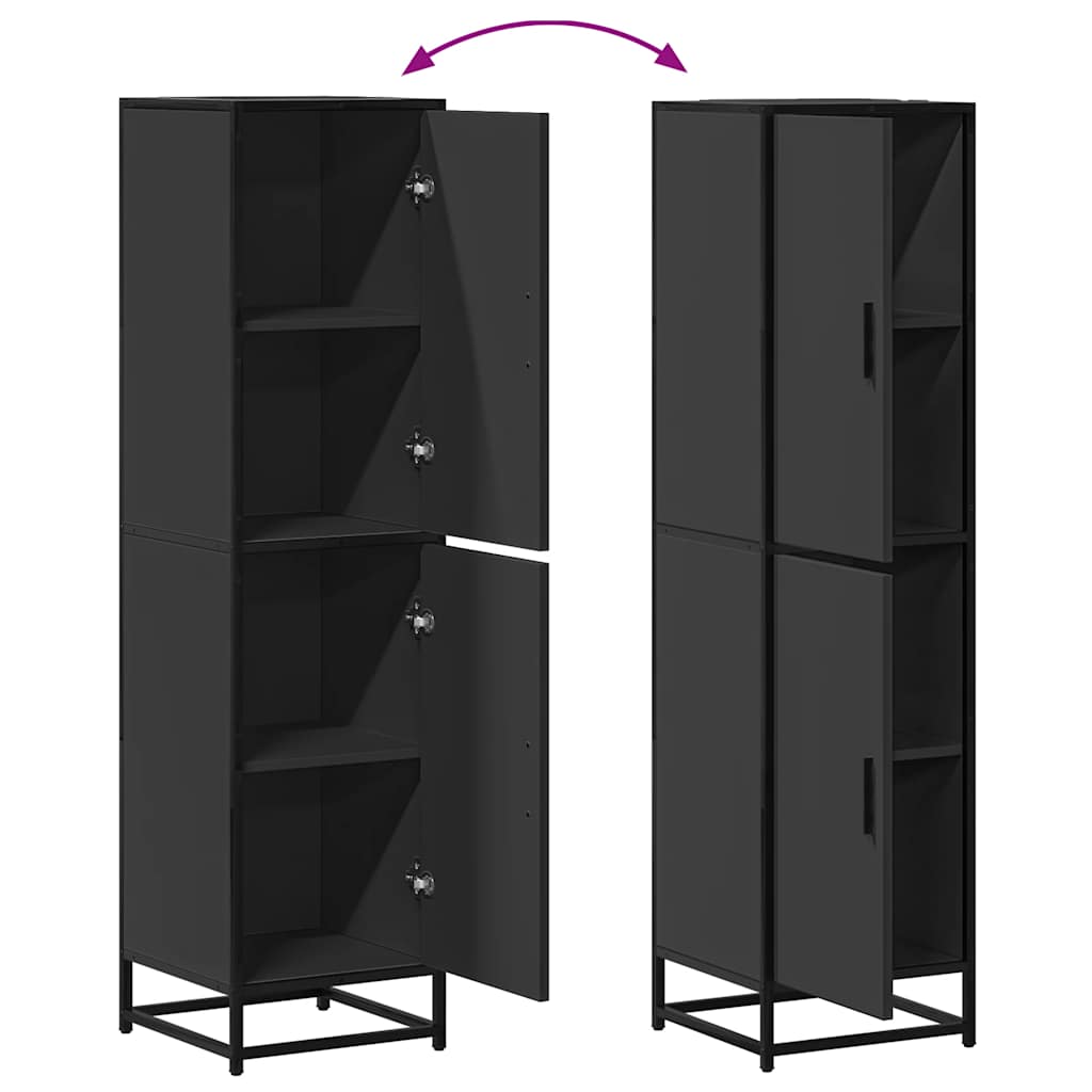 Skříň Highboard Černá 35,5X35X139 Cm Kompozitní Dřevo A Kov