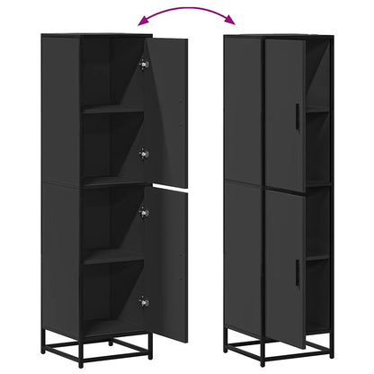 Skříň Highboard Černá 35,5X35X139 Cm Kompozitní Dřevo A Kov