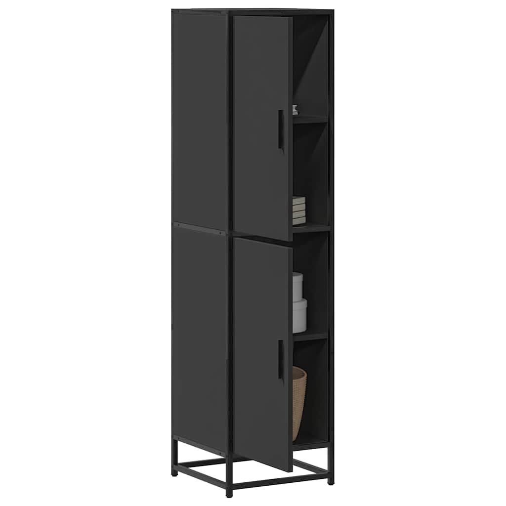 Skříň Highboard Černá 35,5X35X139 Cm Kompozitní Dřevo A Kov