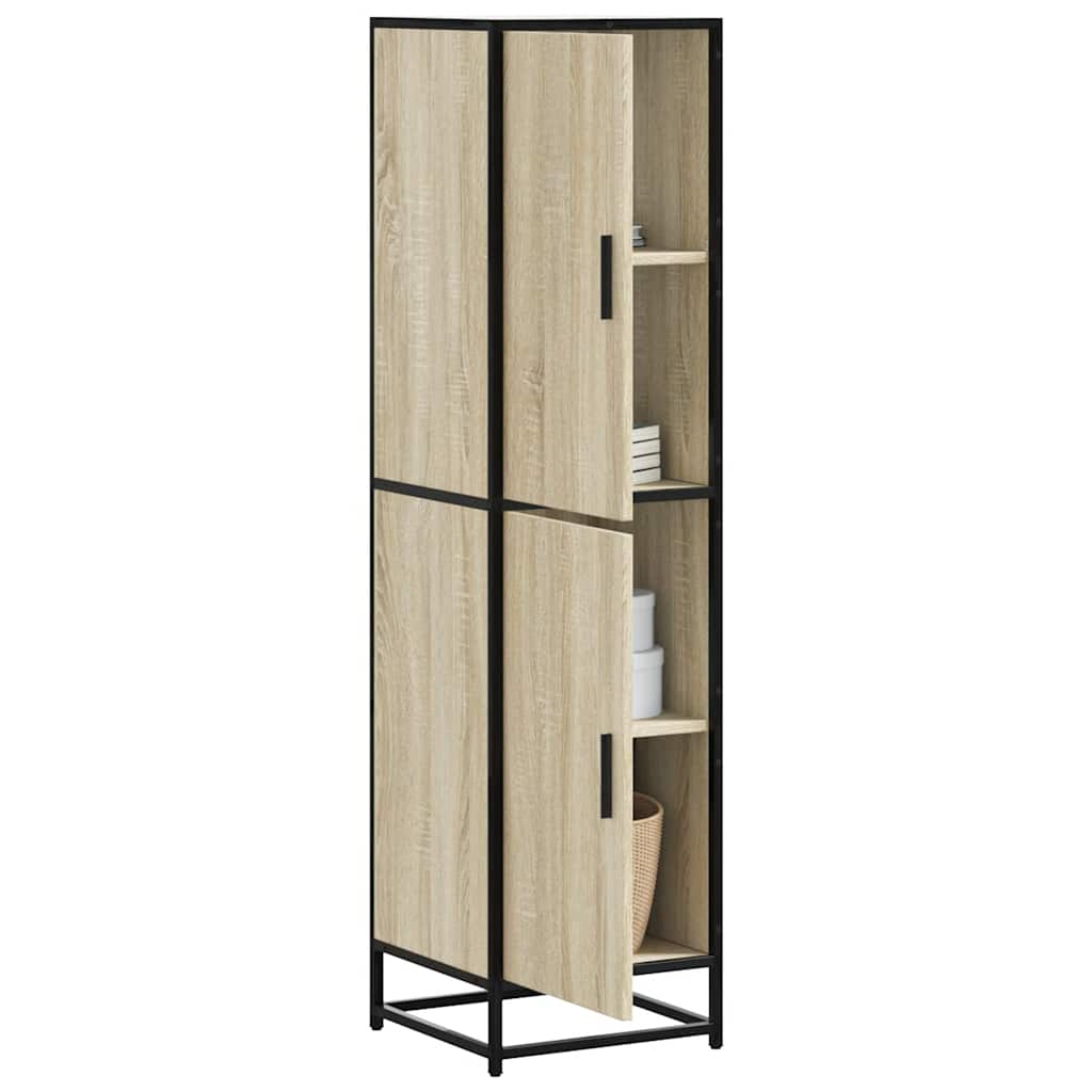 Skříň Highboard Černá 35,5X35X139 Cm Kompozitní Dřevo A Kov