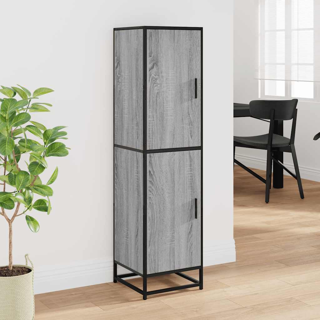 Skříň Highboard Šedá Sonoma 35,5X35X139 Cm Kompozit A Kov