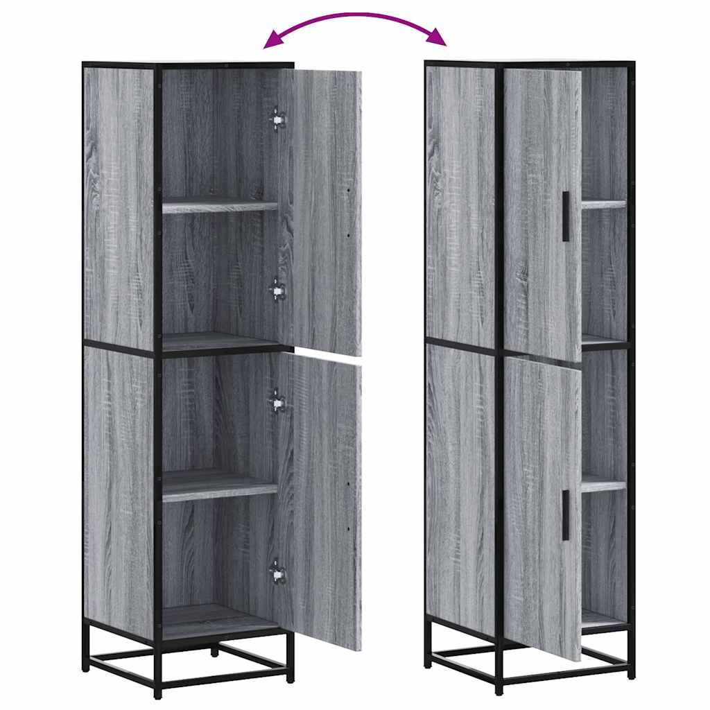 Skříň Highboard Šedá Sonoma 35,5X35X139 Cm Kompozit A Kov