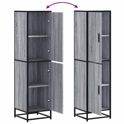 Skříň Highboard Šedá Sonoma 35,5X35X139 Cm Kompozit A Kov