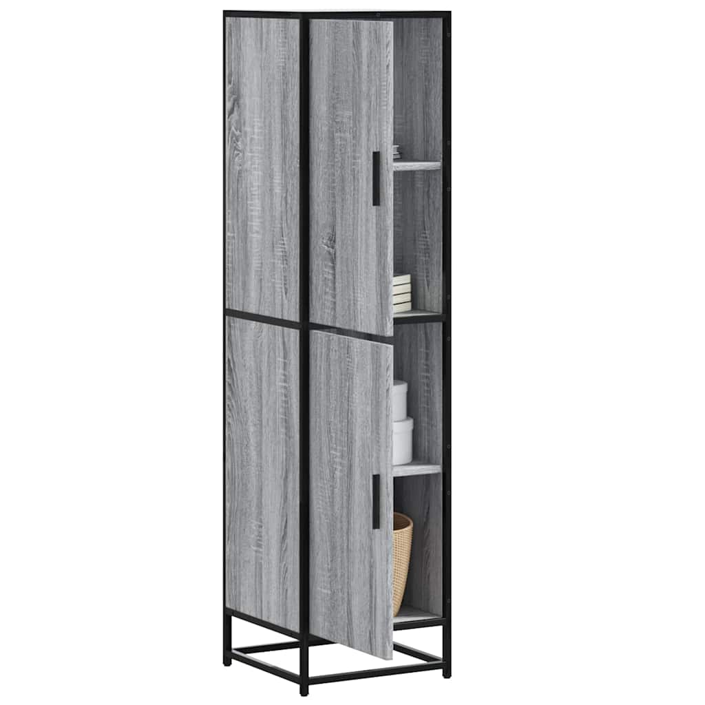Skříň Highboard Černá 35,5X35X139 Cm Kompozitní Dřevo A Kov