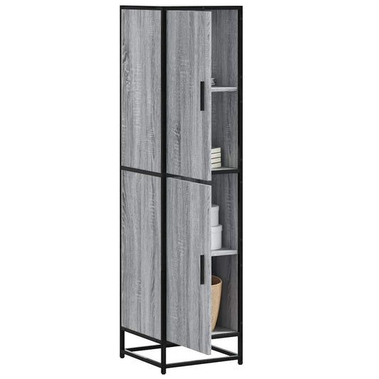 Skříň Highboard Šedá Sonoma 35,5X35X139 Cm Kompozit A Kov