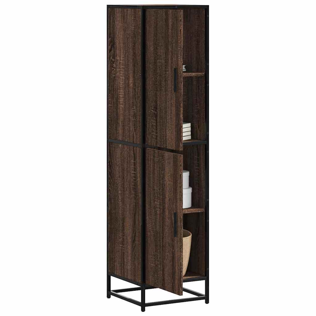 Skříň Highboard Černá 35,5X35X139 Cm Kompozitní Dřevo A Kov
