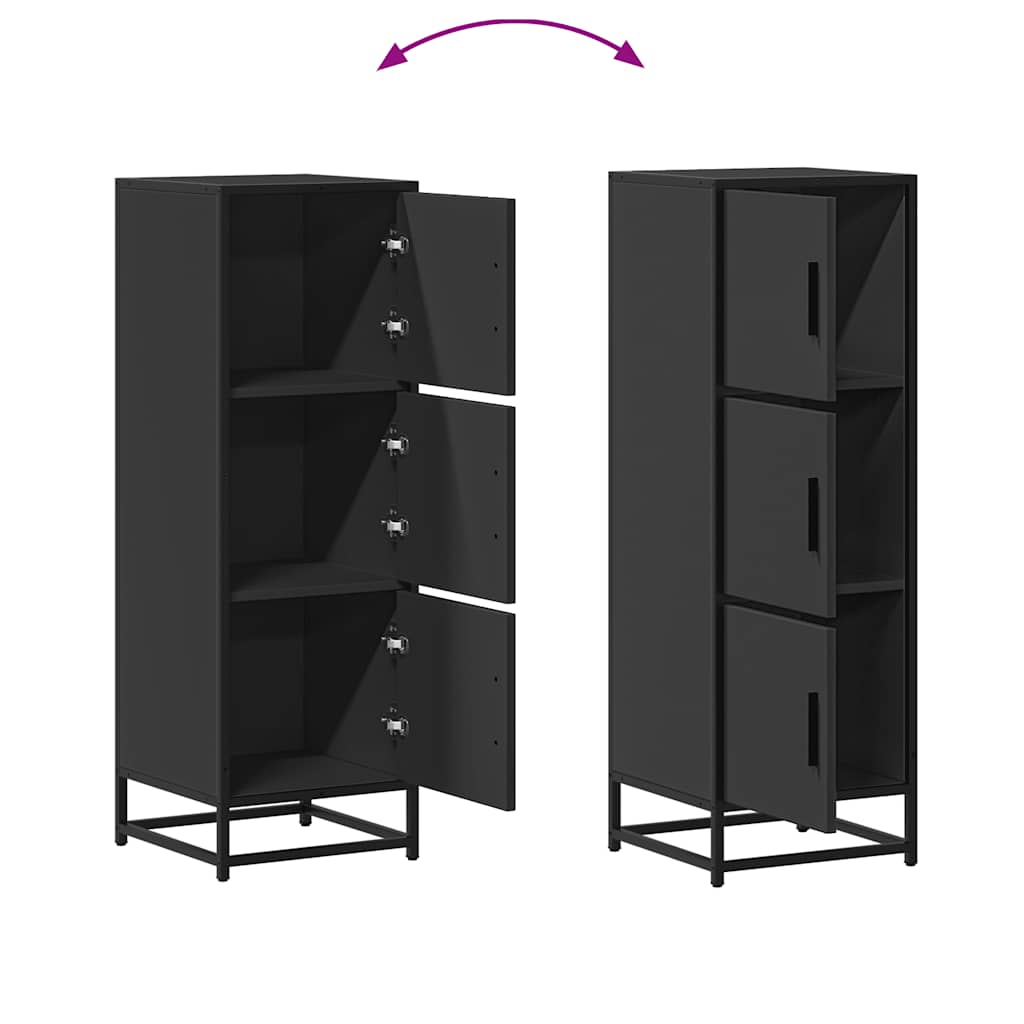 Skříň Highboard Černá 35,5X35X106,5 Cm Kompozitní Dřevo A Kov