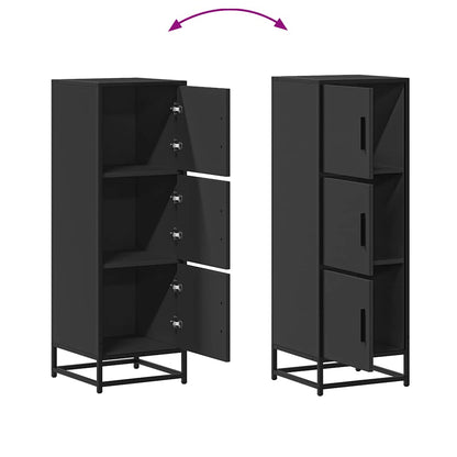 Skříň Highboard Černá 35,5X35X106,5 Cm Kompozitní Dřevo A Kov
