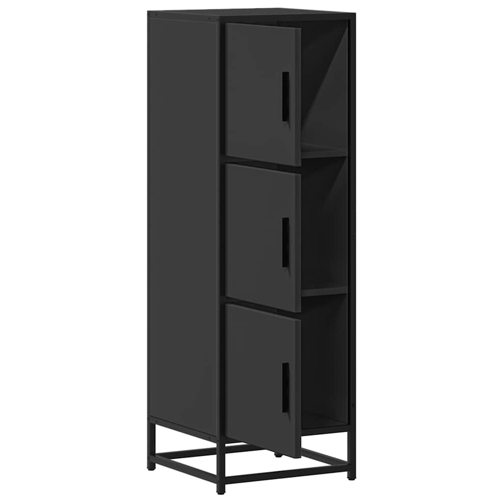 Skříň Highboard Černá 35,5X35X106,5 Cm Kompozitní Dřevo A Kov