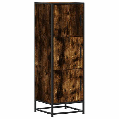 Skříň Highboard Kouřový Dub 35,5X35X106,5 Cm Kompozit A Kov