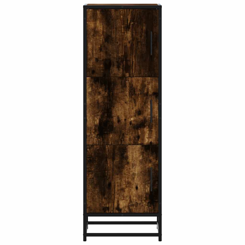 Skříň Highboard Kouřový Dub 35,5X35X106,5 Cm Kompozit A Kov