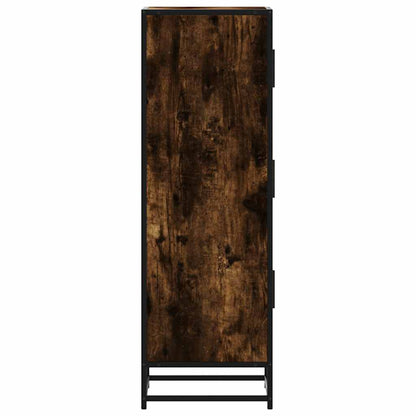 Skříň Highboard Kouřový Dub 35,5X35X106,5 Cm Kompozit A Kov