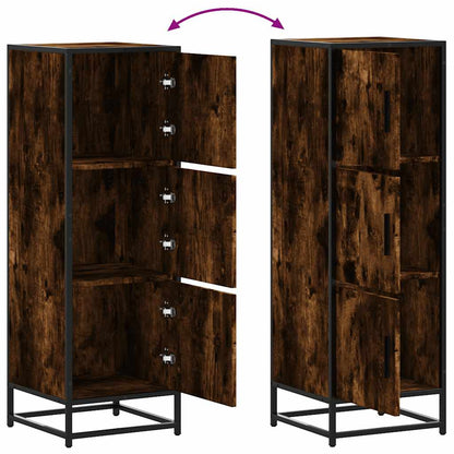 Skříň Highboard Kouřový Dub 35,5X35X106,5 Cm Kompozit A Kov