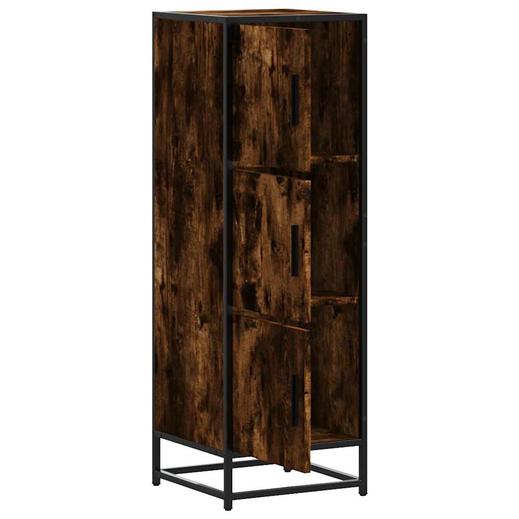 Skříň Highboard Kouřový Dub 35,5X35X106,5 Cm Kompozit A Kov