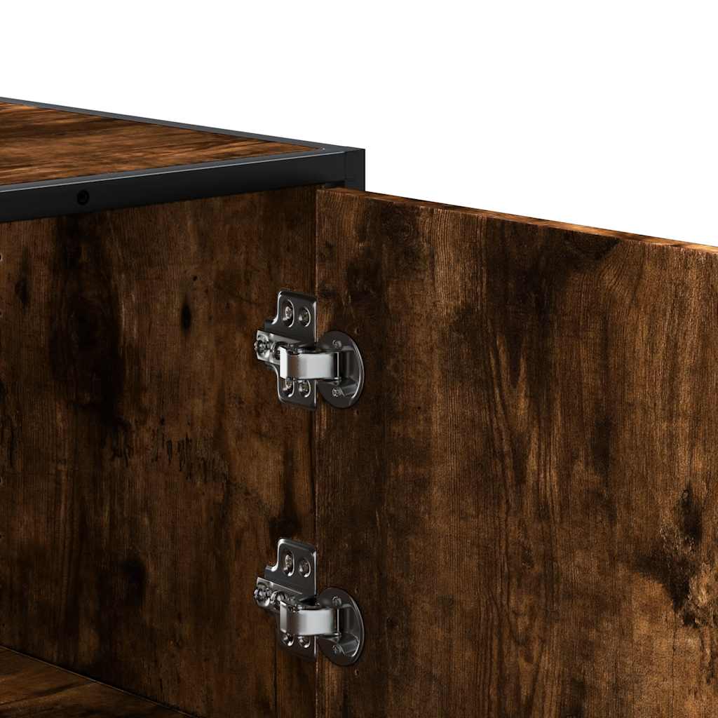 Skříň Highboard Kouřový Dub 35,5X35X106,5 Cm Kompozit A Kov
