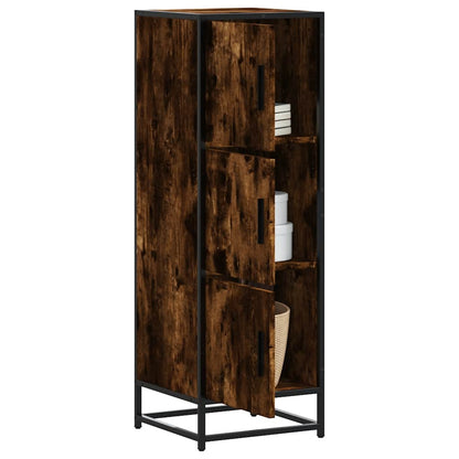 Skříň Highboard Kouřový Dub 35,5X35X106,5 Cm Kompozit A Kov