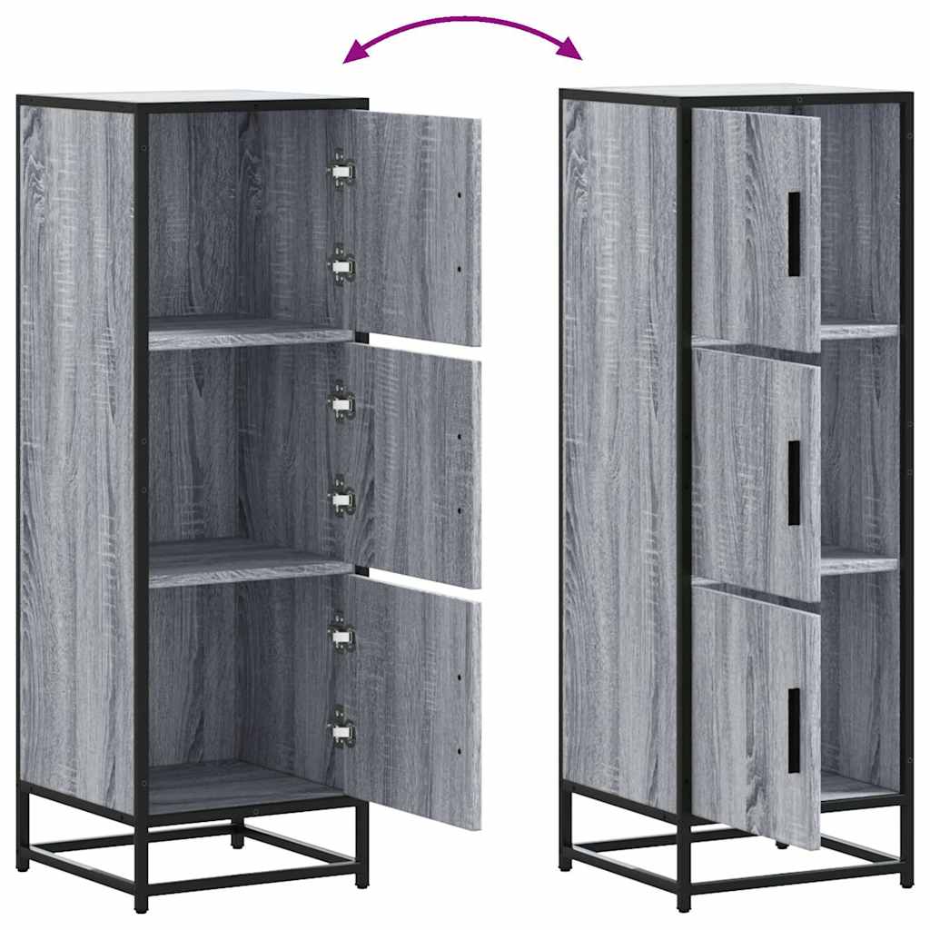 Skříň Highboard Šedá Sonoma 35,5X35X106,5 Cm Kompozit A Kov