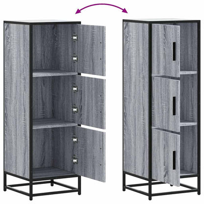 Skříň Highboard Šedá Sonoma 35,5X35X106,5 Cm Kompozit A Kov
