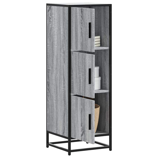 Skříň Highboard Šedá Sonoma 35,5X35X106,5 Cm Kompozit A Kov