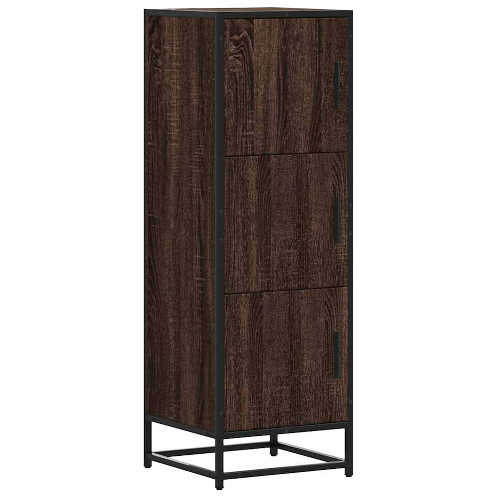 Skříň Highboard Hnědý Dub 35,5X35X106,5 Cm Kompozit A Kov