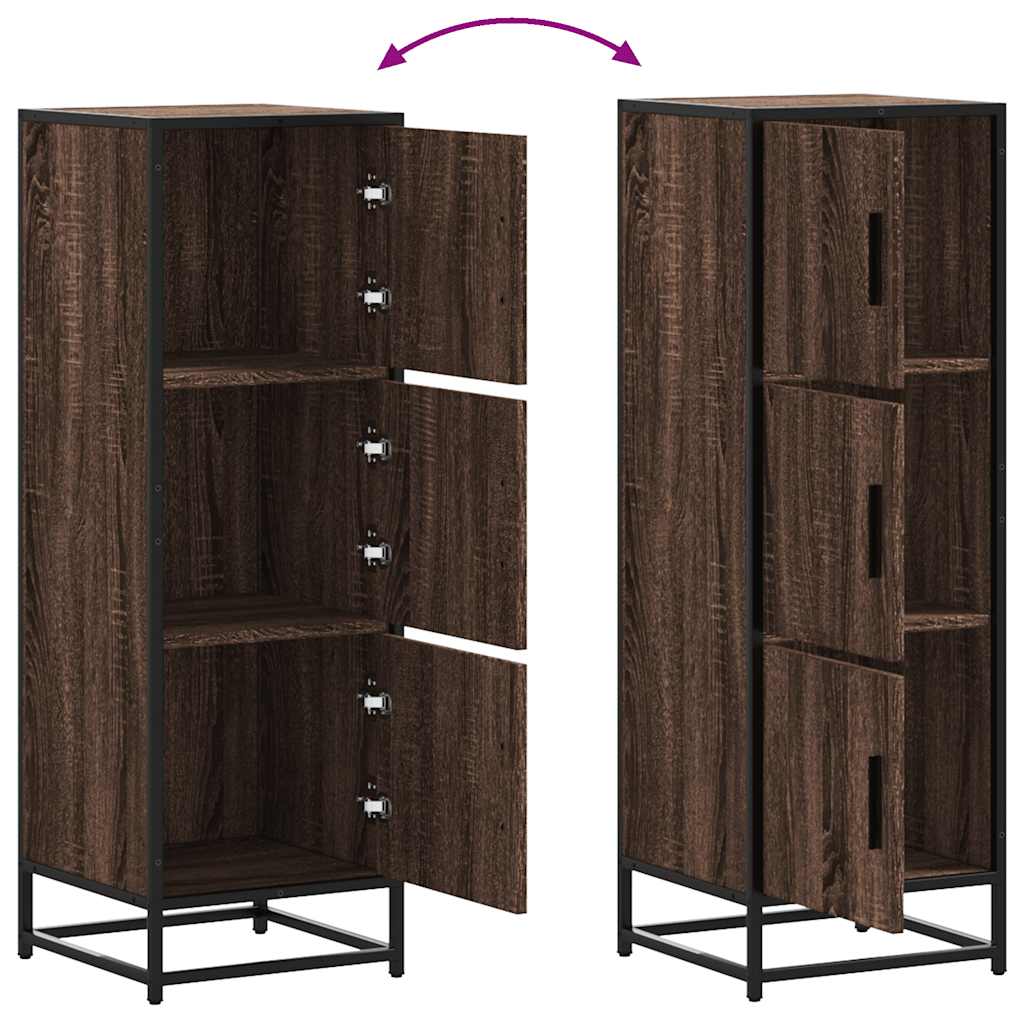 Skříň Highboard Hnědý Dub 35,5X35X106,5 Cm Kompozit A Kov
