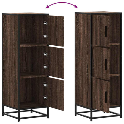 Skříň Highboard Hnědý Dub 35,5X35X106,5 Cm Kompozit A Kov