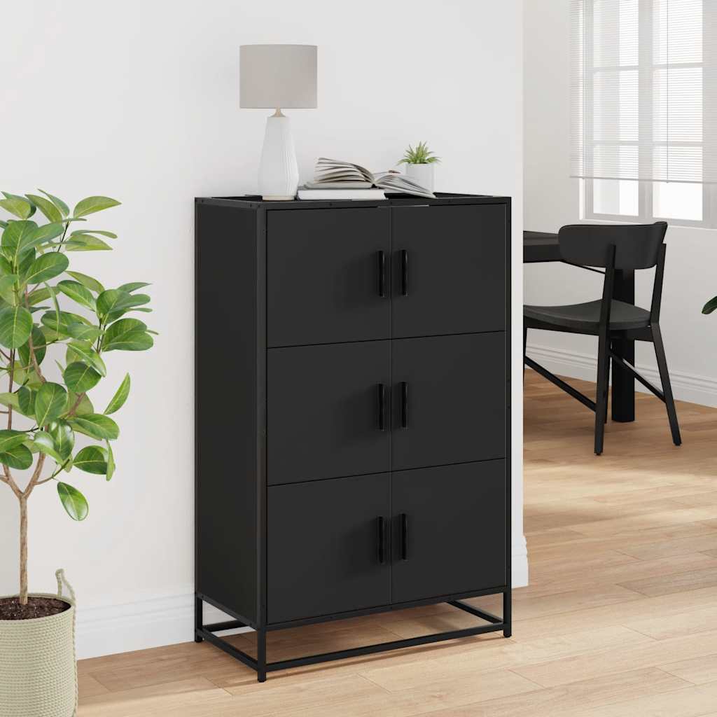 Skříň Highboard Černá 68X35X106,5 Cm Kompozit A Kov