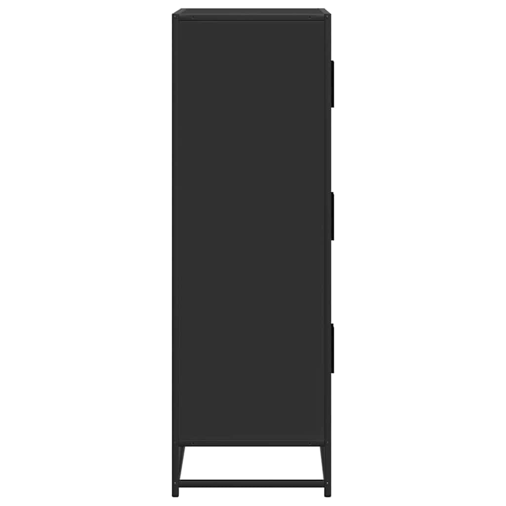 Skříň Highboard Černá 68X35X106,5 Cm Kompozit A Kov