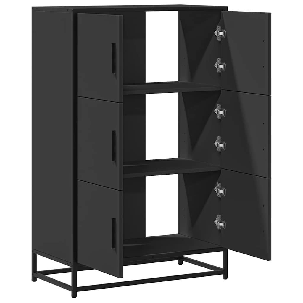 Skříň Highboard Černá 68X35X106,5 Cm Kompozit A Kov