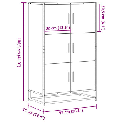 Skříň Highboard Černá 68X35X106,5 Cm Kompozit A Kov