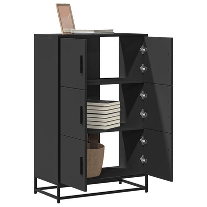 Skříň Highboard Černá 68X35X106,5 Cm Kompozit A Kov