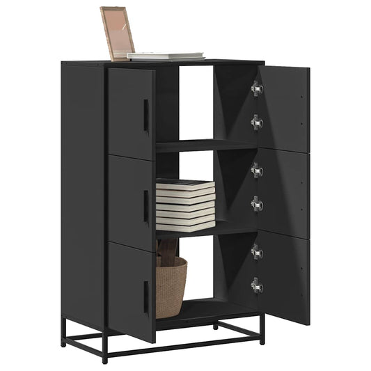 Skříň Highboard Černá 68X35X106,5 Cm Kompozit A Kov