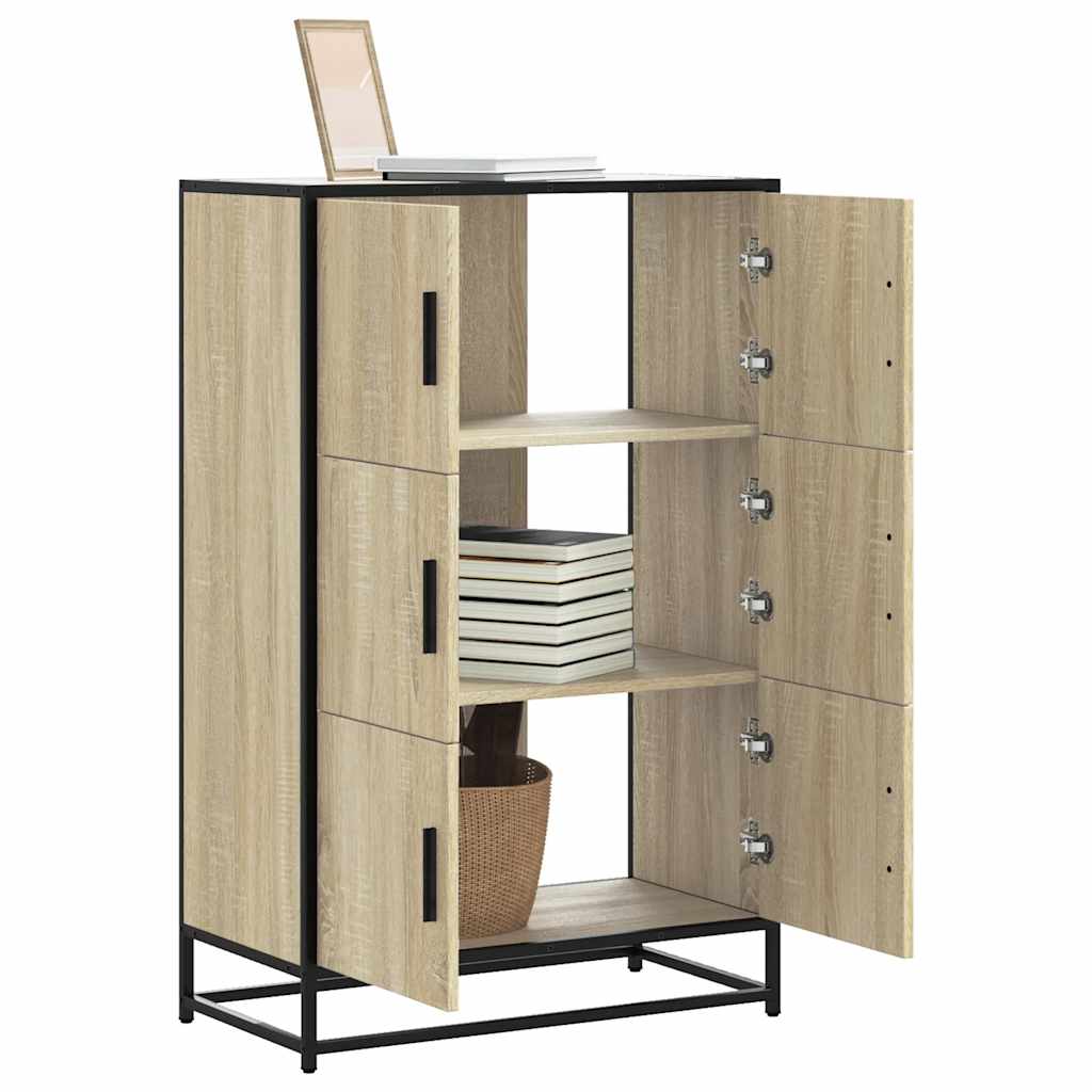 Skříň Highboard Černá 68X35X106,5 Cm Kompozit A Kov