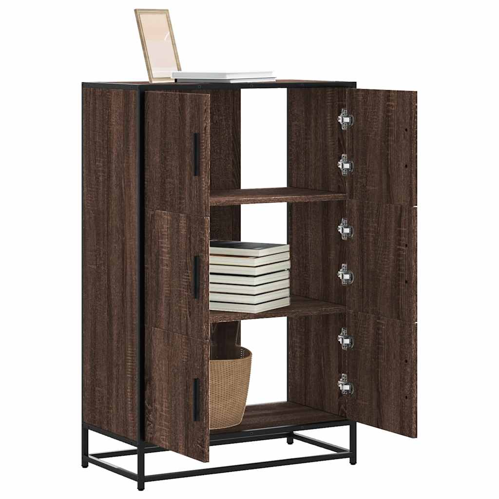 Skříň Highboard Černá 68X35X106,5 Cm Kompozit A Kov