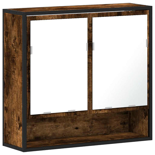 Koupelnová Skříňka Se Zrcadlem Kouřový Dub 65X20X60 Cm Kompozit