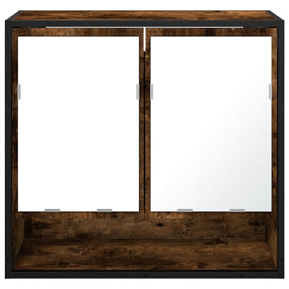 Koupelnová Skříňka Se Zrcadlem Kouřový Dub 65X20X60 Cm Kompozit