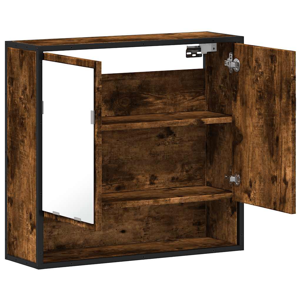 Koupelnová Skříňka Se Zrcadlem Kouřový Dub 65X20X60 Cm Kompozit
