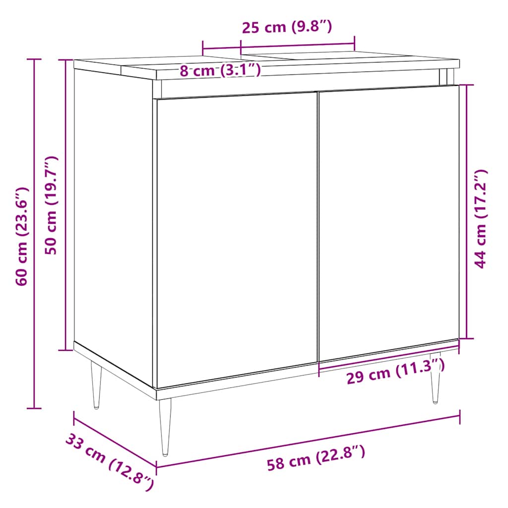 Koupelnová Skříňka 58 X 33 X 60 Cm Kompozitní Dřevo