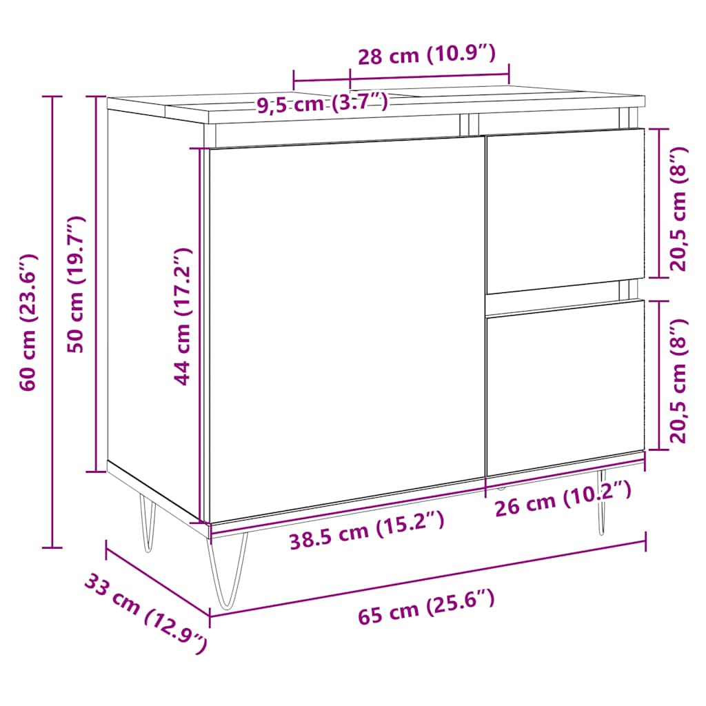 Koupelnová Skříňka 65 X 33 X 60 Cm Kompozitní Dřevo