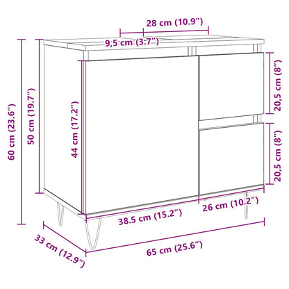 Koupelnová Skříňka 65 X 33 X 60 Cm Kompozitní Dřevo
