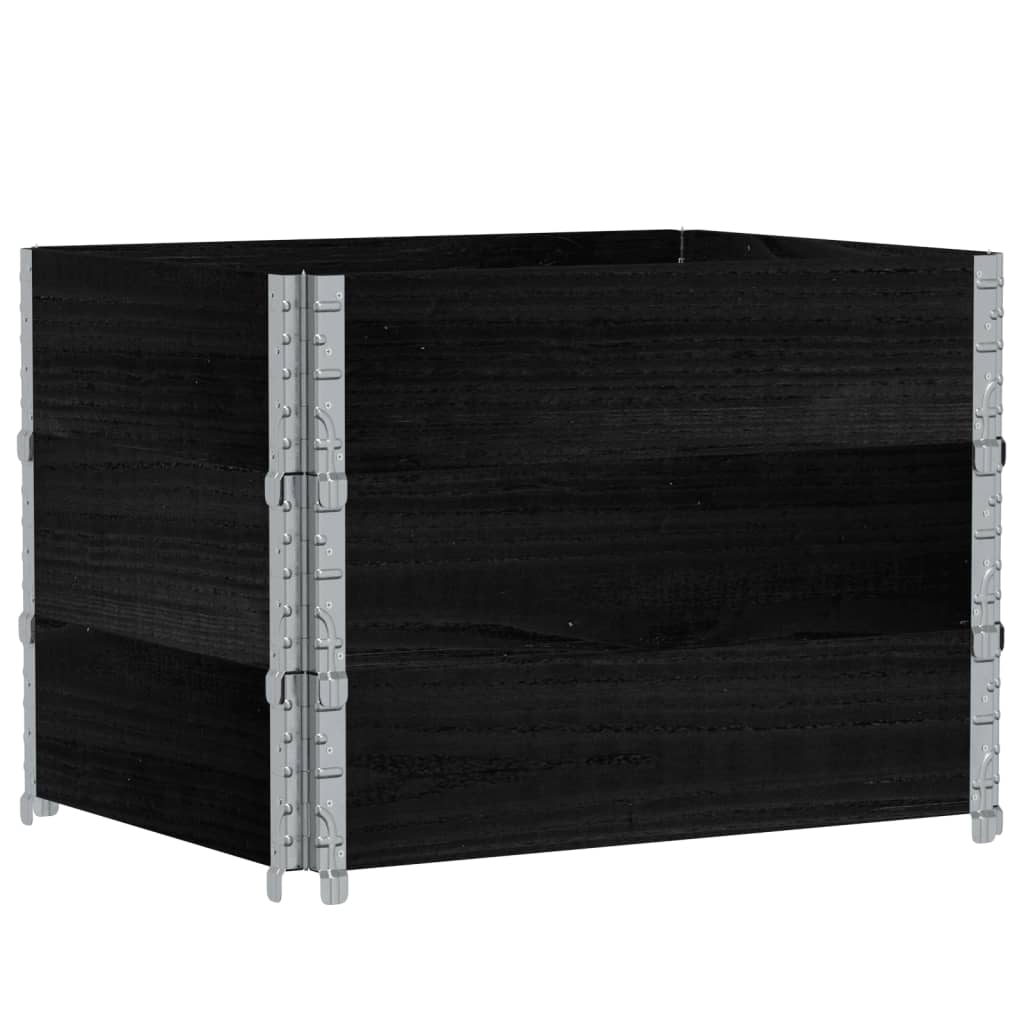 Paletové Nástavce 3 Ks Černé 80 X 60 Cm Masivní Borové Dřevo