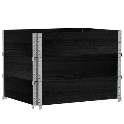 Paletové Nástavce 3 Ks Černé 80 X 60 Cm Masivní Borové Dřevo