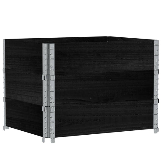 Paletové Nástavce 3 Ks Černé 80 X 60 Cm Masivní Borové Dřevo