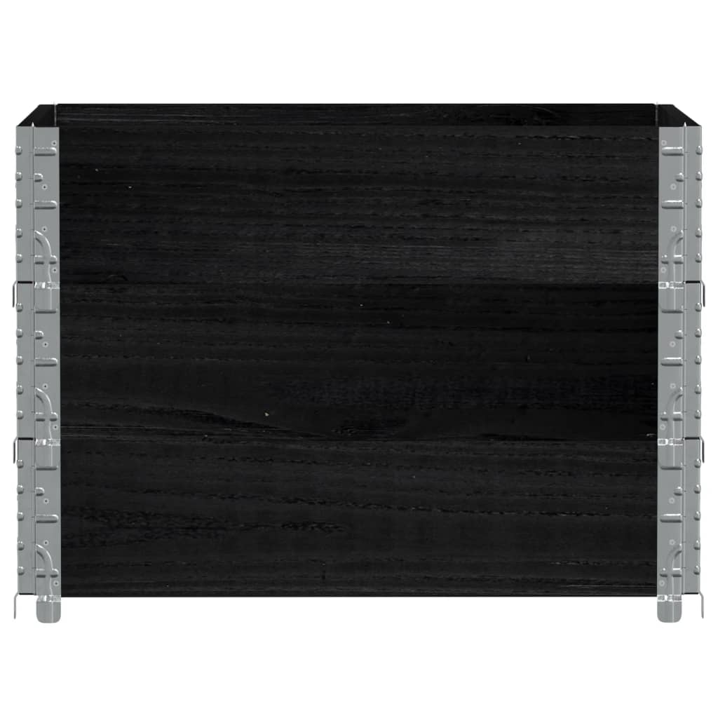 Paletové Nástavce 3 Ks Černé 80 X 60 Cm Masivní Borové Dřevo