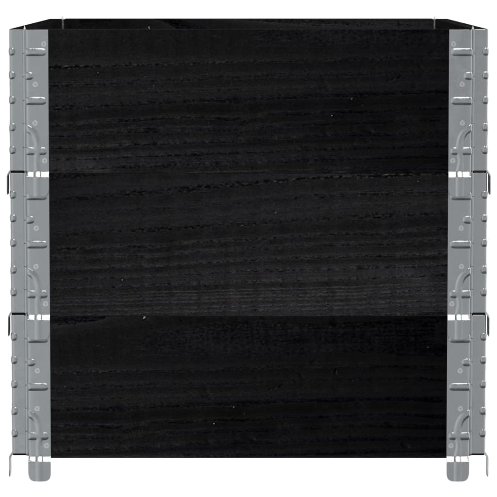 Paletové Nástavce 3 Ks Černé 80 X 60 Cm Masivní Borové Dřevo