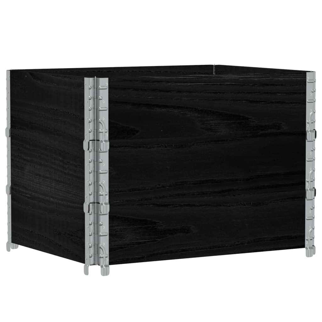 Paletové Nástavce 3 Ks Černé 80 X 60 Cm Masivní Borové Dřevo