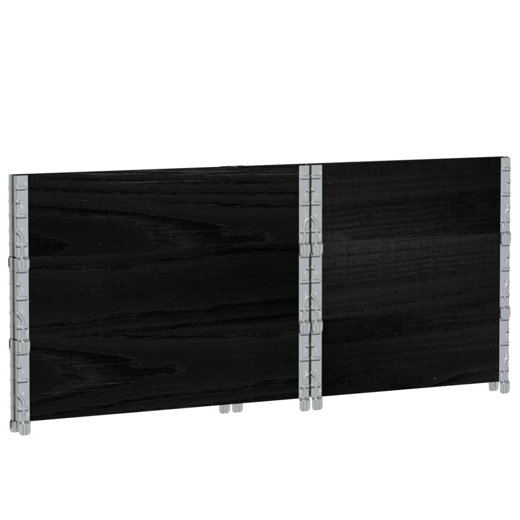 Paletové Nástavce 3 Ks Černé 80 X 60 Cm Masivní Borové Dřevo